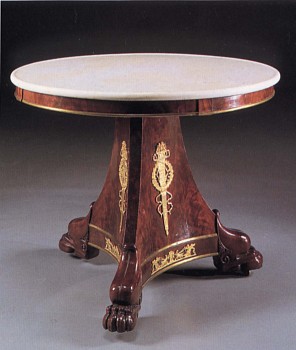 19th Century FRENCH - Late Empire Ormolu-Mounted Mahogany Center Table